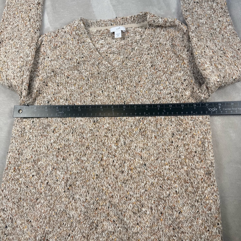 J.Jill XS Petite Speckled Knit V-Neck Sweater Neutral Confetti Fleck Cozy - Picture 8 of 9